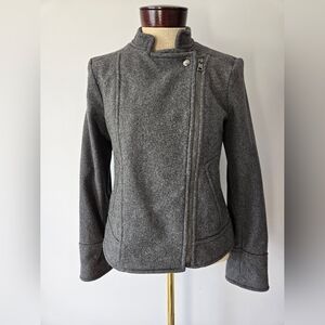 BANANA REPUBLIC Italian Bellucci Wool Charcoal Gray Moto Jacket. Size XS